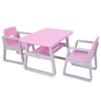 

Children Table and 2 Chair Set High Quality Plastic Kid's Learning Table for Toddlers and Preschool-aged Children Free shipping