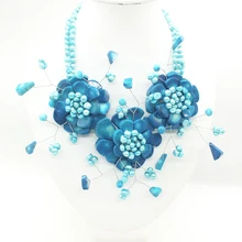 Синий океан, Классический натуральный коралловый цветок ожерелье, поп Американский свадебный ожерелье 20"