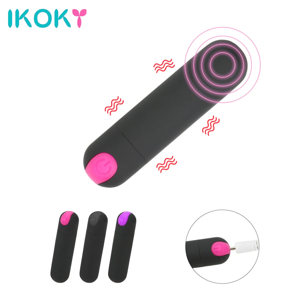 IKOKY 10 Скорость компактных вибраторов пуля USB Перезаряжаемые G spot головка Массажер