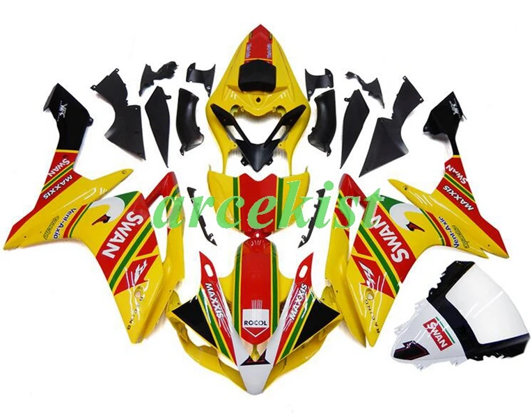Литьевая форма) ABS Обтекатели комплект подходит для Yamaha YZF1000 R1 2007 2008 07 08 YZF R1 Кузов Набор красный желтый - Цвет: yellow red