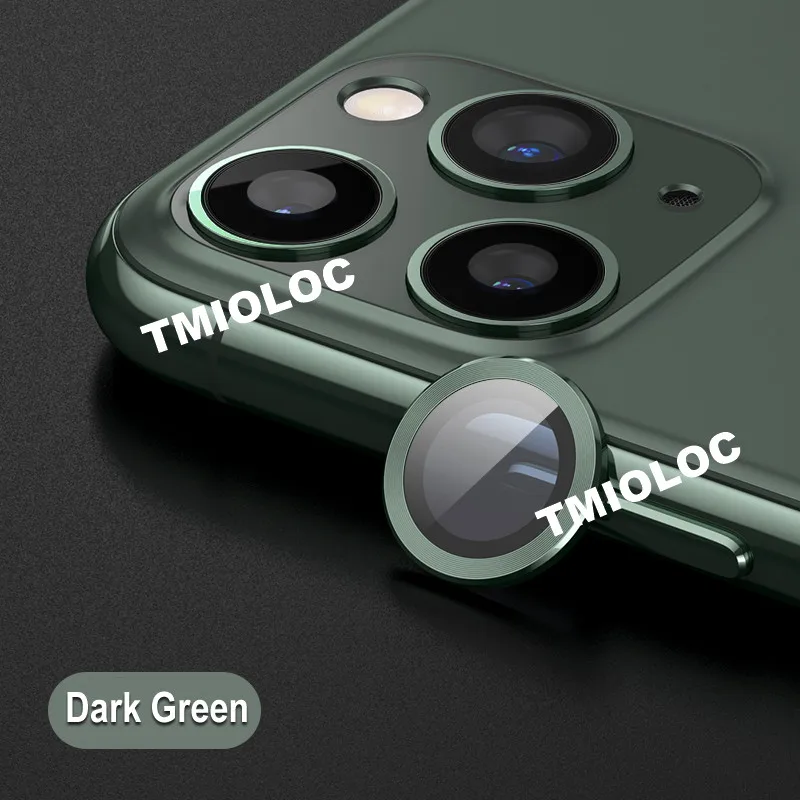 Dgreen with 6D Glass Металлический чехол для объектива камеры для iPhone 11 Pro Max+ 6D Защитное стекло для экрана для iPhone 11 Pro 2 в 1 защитное кольцо бампер - Цвет: Dgreen with 6D Glass