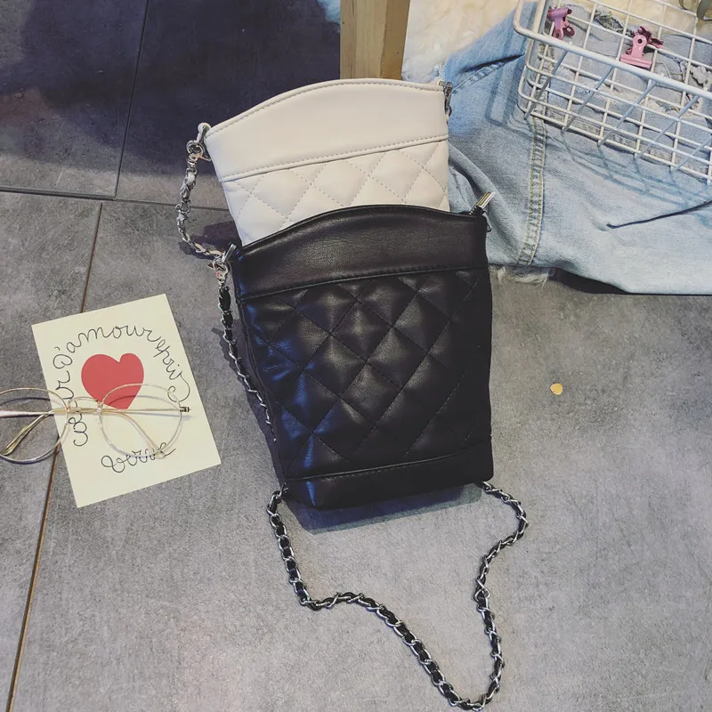 

Small Bucket Bag Women's 2019 New Style Mini Quilted Chain Bag Korean-style Fashion Simple Versatile Shoulder Bag