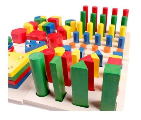 

Montessori Teaching Aids 14 Pieces Children Educational Toy Learning Geometric Shapes Cognitive Matching Case Column Jigsaw Puzz
