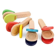 1 шт. Детские ударные детские деревянные ручки кастаньеты игрушка погремушка музыкальный инструмент ударные детские случайный цвет
