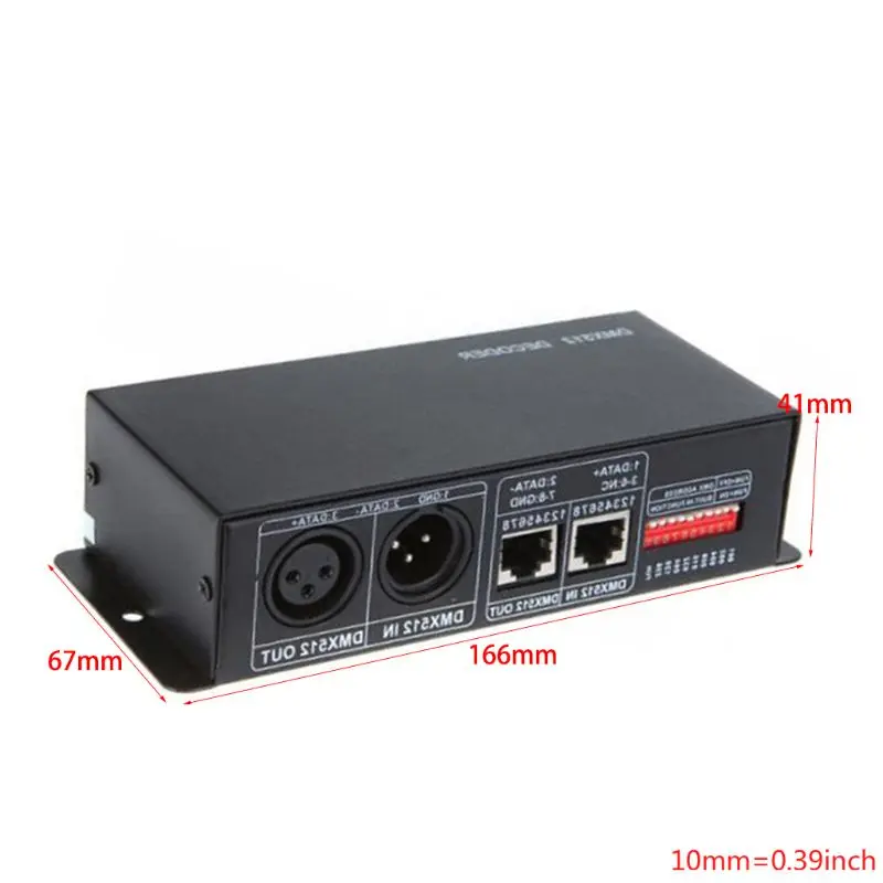 1 шт. 4CH DC12-24V RGBW DMX 512 декодер светодиодный контроллер, RGB светодиодный DMX512 декодер 4 канала* 8A для светодиодной ленты светильник E65B