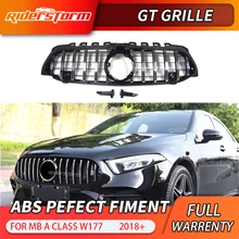 GT grille for New A Class W177 GT Grill Vertical Front Bumper Racing Car For A180 A200 A260 A35 Sports Sedan front grille