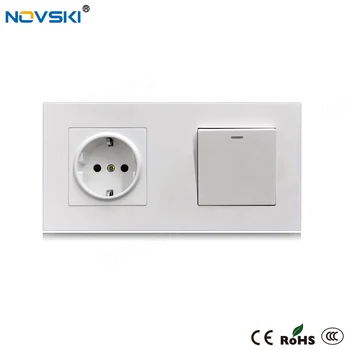 

NOVSKI Electrical Socket and Switch PC Panel White 1 Gang 1|2|3 Way 220v-250v Power Switch Grounded 2020 New Arrival