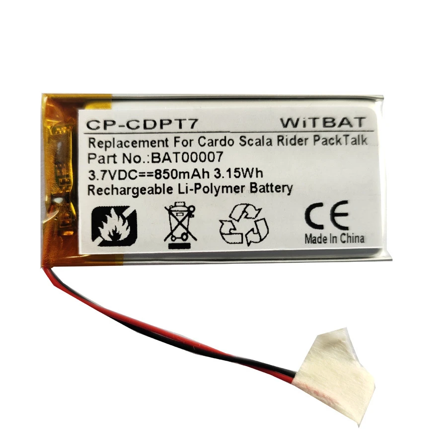 3.7v 850mah Battery For Cardo Scala Rider Packtalk Bat00007 Bluetooth  Headset Battery Li-polymer Rechargeable Accumulator - Rechargeable  Batteries - AliExpress