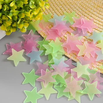 

100pcs/Bag 3CM 3D Stars Glow in the Dark Light Green Luminous Wall Stickers For Kids Room Living Room Wall Decor Home Decoration