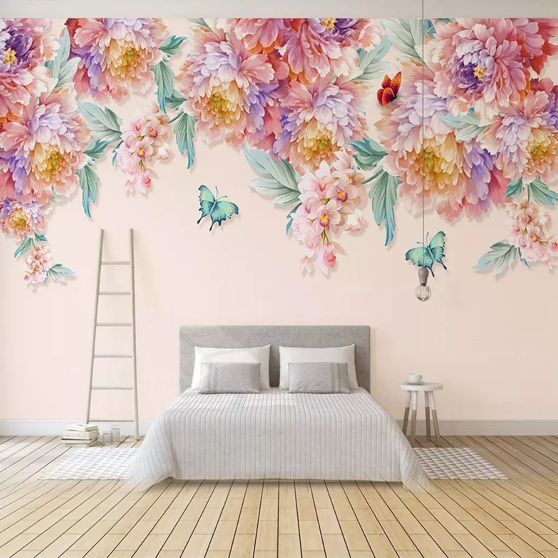 

Custom 3D Mural Wallpaper Pastoral Butterfly Flower Floral Bedroom Living Room TV Background Home Wall Paper Papel De Parede 3D