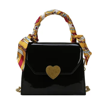 

Handbag female bag temperament new trend wild small square bag women's peach heart silk scarf one-shoulder messenger bag