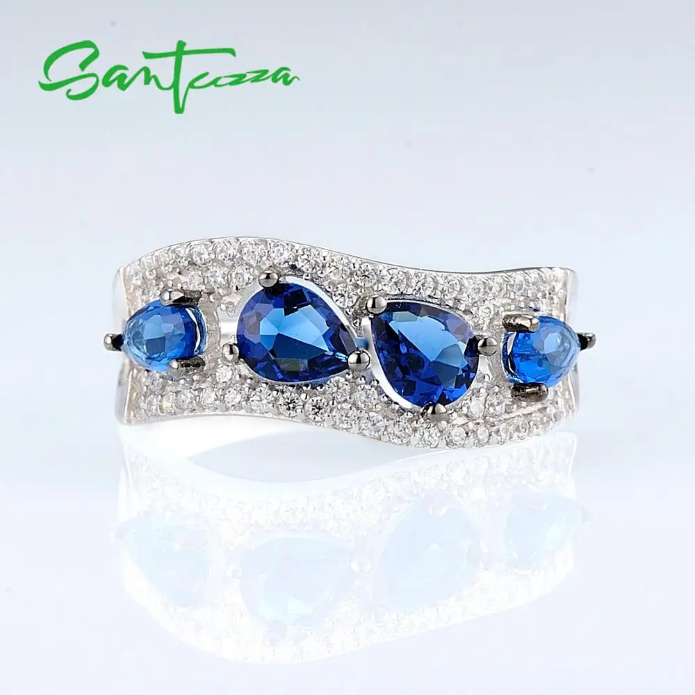 SANTUZZA, серебряное кольцо для женщин, 925 пробы, серебряное, модное, круглое, кольца для женщин, кубического циркония, кольца, вечерние ювелирные изделия