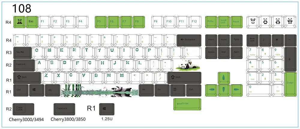 Panda 108/130 клавиш PBT Вишневый профиль краситель-сублимированный MX Переключатель для механической клавиатуры keycap продается только keycap