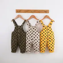 Г. стиль, комбинезоны в горошек для маленьких девочек и мальчиков весенние хлопковые модные детские штаны от 0 до 3 лет, HJ627