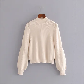 

Autumn 2019 Women's Wear New Half-high-collar Long-sleeved Loose Pullover Knitted Blouse