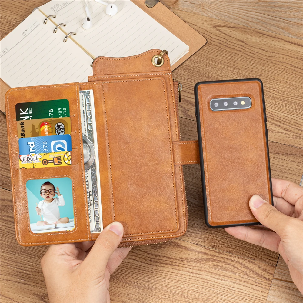 brown stl Etui s10plus Роскошный многофункциональный кожаный чехол-кошелек для samsung Galaxy S10 S10plus s10+ чехол-накладка на магните - Цвет: brown stl