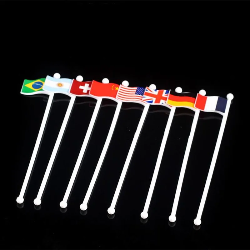 Пластиковые Коктейльные виски палочки для перемешивания чашки мира флаги вина
