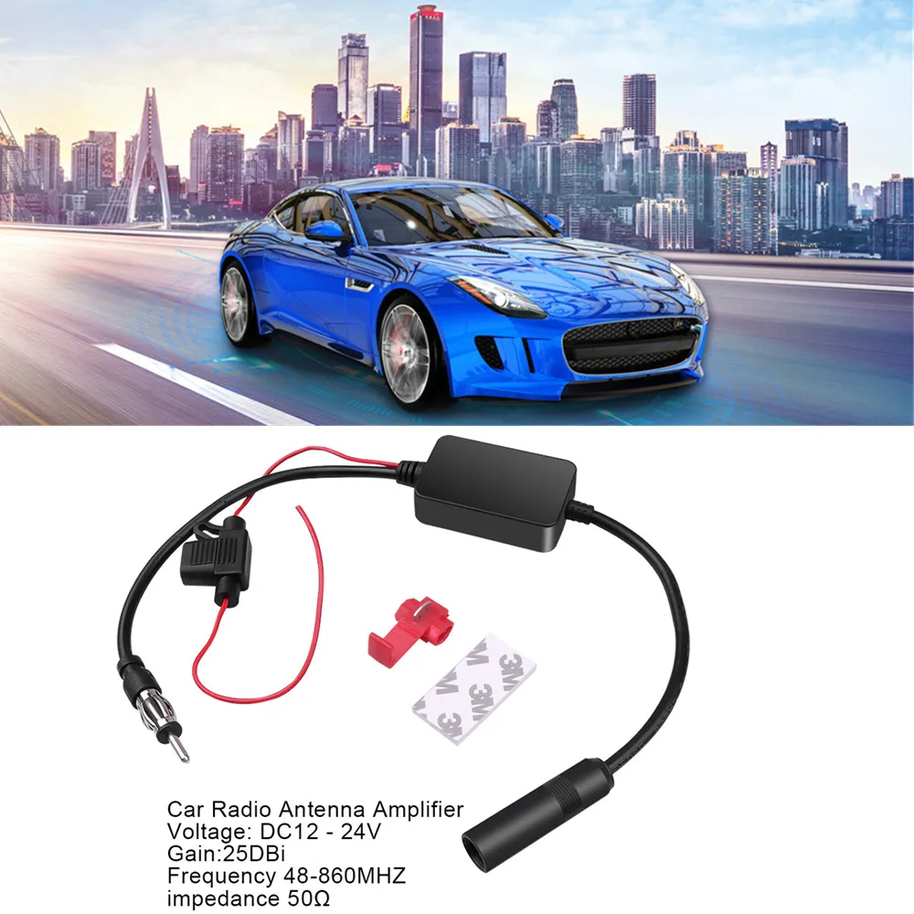 

12V Car Radio Signal Amplifier FM Antenna Amp Universal Auto Antenna Booster For Marine Car Vehicle Boat FM Signal Amplifier