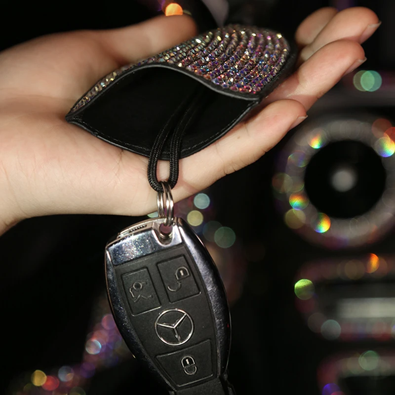 1pc Rhinestone Decor TPU Car Key Case With Lanyard Compatible With  Volkswagen