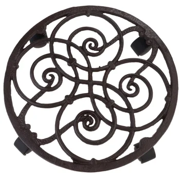 

Iron Flower Stand Movable Pot Holder Thickened Potted Plant Stands for Balcony Garden Backyard (Coffee)