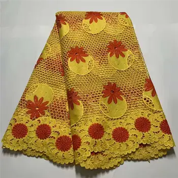

French mesh lace fabric The latest African guipure lace fabric in 2020, embroidered mesh wine yellow Swiss Voile Nigeria tulle l