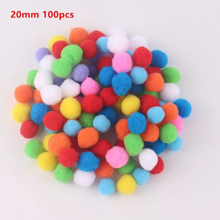 20mm 100pcs 300 шт 10 мм мягкий круглый пушистый Ремесло помпонами для рукоделия, разных цветов для декорирования вестибюлей - Цвет: 20mm 100pcs
