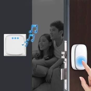 

Waterproof Wireless Door Bell House White LED Light AC 100-260V 36 Ring Tunes 4 Volume Door Chime US Plug