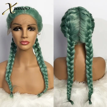 

XUMOO Synthetic Lace Front Wig Heat Resistant Middle Part Colorful Box Braid Wig With Baby Hair Long Braided Wigs For Women