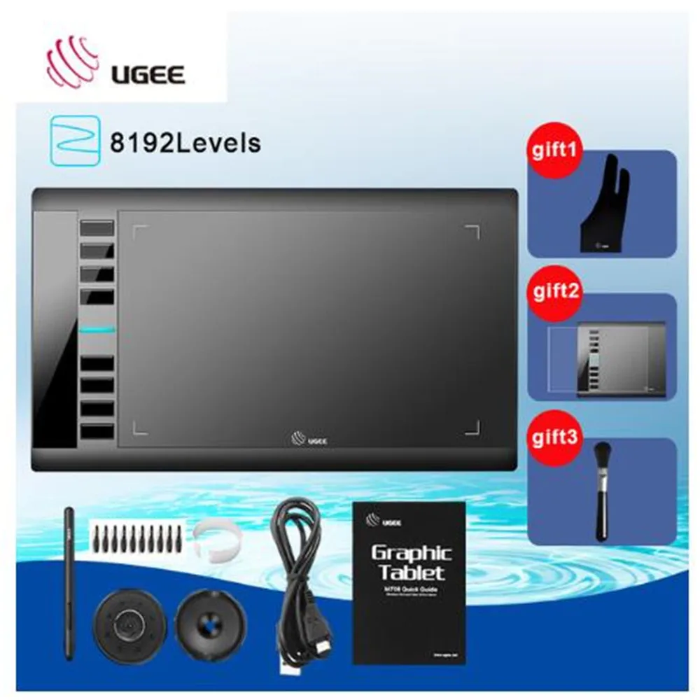 Standard with gift UGEE M708 V2 графический планшет, 8192 уровней, графический планшет для рисования, цифровой планшет, блокнот для подписи, ручка для рисования - Цвет: Standard with gift