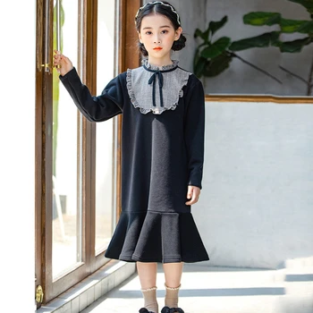 

Baby Teenager Girls Clothes Black Warm Toddler Girl Dresses Fleece Kids Girl Dresses Winter Autumn 2020 Children's Dress Cute