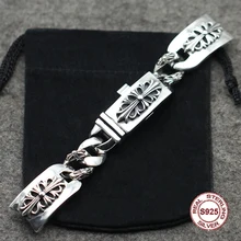 Браслет из стерлингового серебра S925 пробы, цепочка для часов, ювелирные изделия с высоким блоком, крестообразные аксессуары в стиле рок, панк, новинка