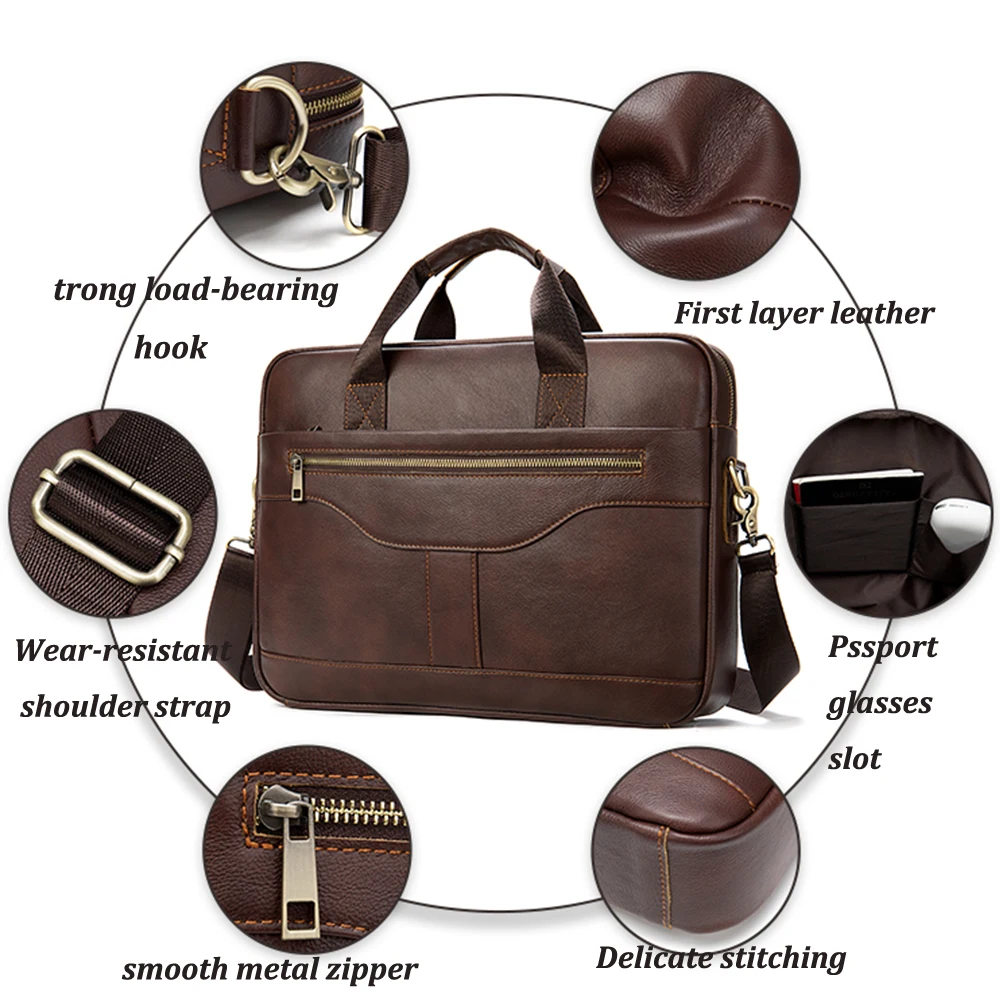 WESTAL men's briefcase bag men's genuine leather office bag for men porte document leather laptop bag men male handbag briefcase