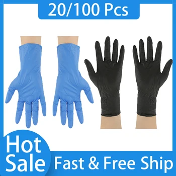 

20/100 PCS Black/Blue Disposable Gloves Super Thin Universal Latex Nitrile Gloves For Dishwashing/Kitchen/ /Work S/M/L/XL