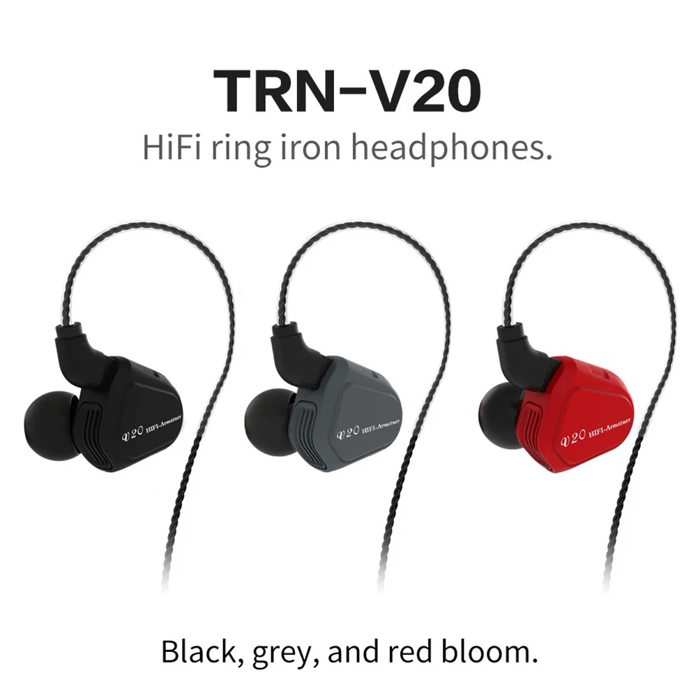 TRN V20 портативный бас-вкладыши съемные HiFi музыка анти-шумовой микрофон качество звука проводные наушники Спортивная гарнитура