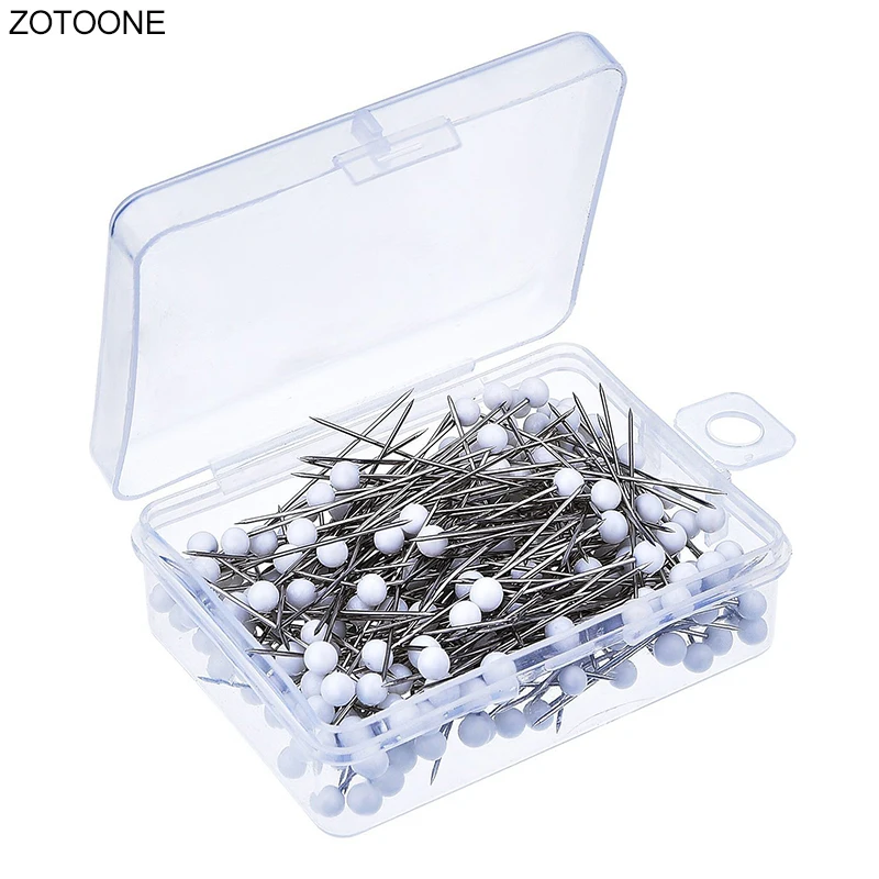 ZOTOONE 100 шт. 38 мм ручная швейная фиксированная круглая цветная стеклянная жемчужная головка швейные булавки для шитья с коробкой Diy Швейные Инструменты G