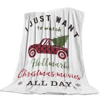 

Plaid Truck Christmas Tree Snowflake Blanket Blanket Cartoon Fleece Blanket Sofa/Bed/Plane Travel Plaids Bedding Towel