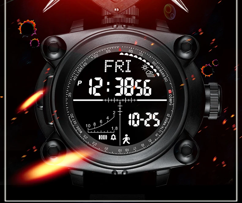 Умные мужские часы BINGE наружные спортивные цифровые наручные часы подсчет шагов/высота/давление/Погода/Компас/температура MS3001