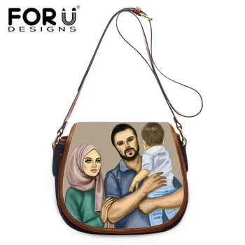 

FORUDESIGNS Hijab Face Women Prints Saddle Bags Ladies Shoulder Bags Tote Bag Personalized Messenger Bag Leather Hasp Handbags