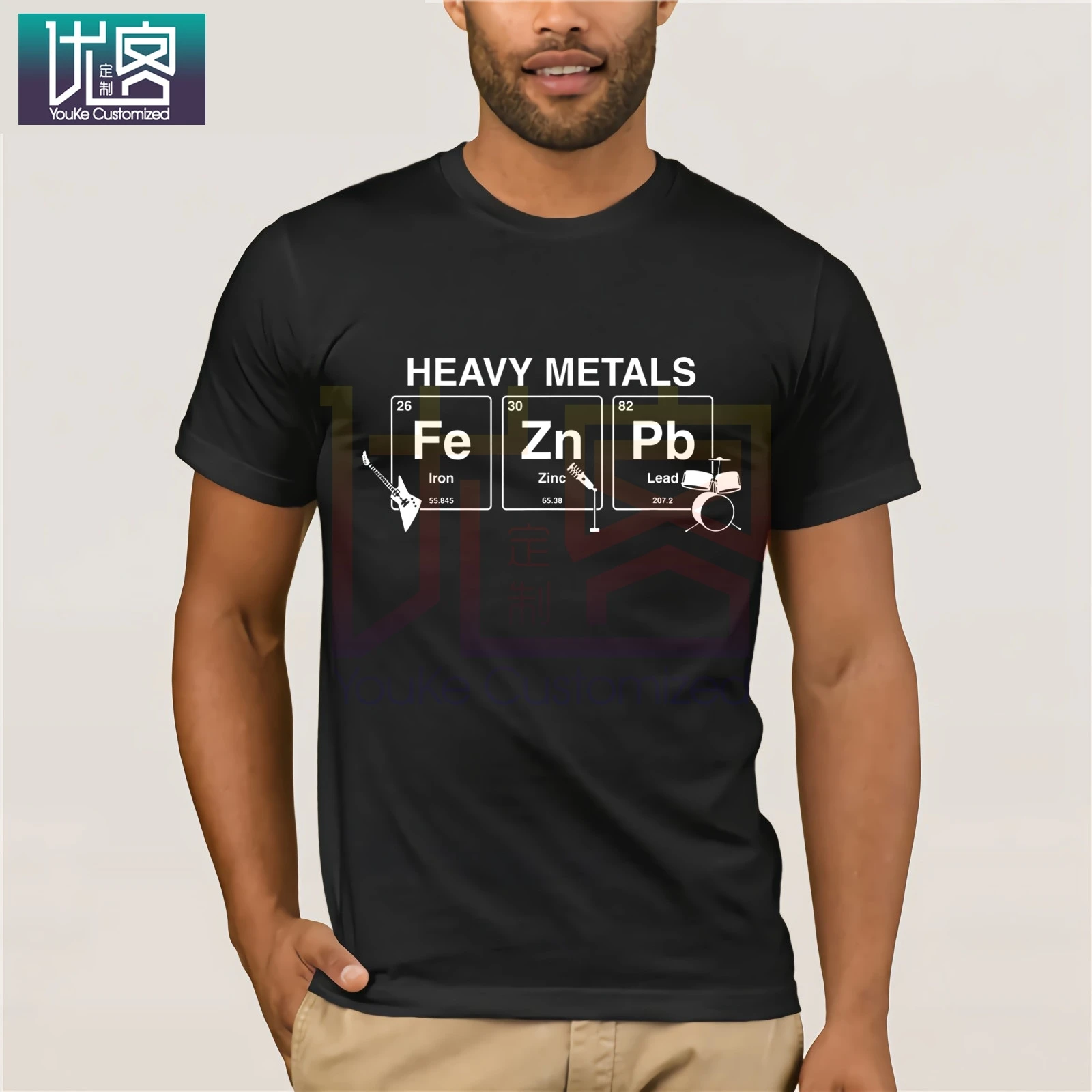 Metale ciężkie śmieszne cynk żelazo ołów chemia okresowy T Shirt na co  dzień z krótkim rękawem Top dla mężczyzn topy Vintage wycięcie pod  szyją|Koszulki| - AliExpress