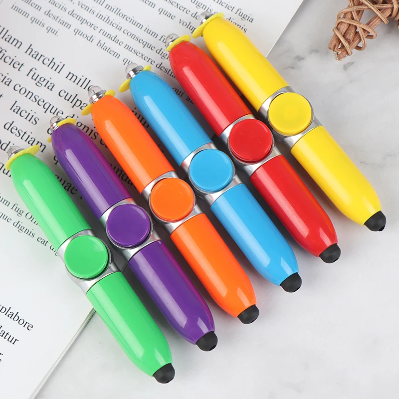 Creative Multifunction Ballpoint Pen Touch/ Rotate/Led Light 3 In 1 Funny Toys Ball Pens Business Office Decompression Student