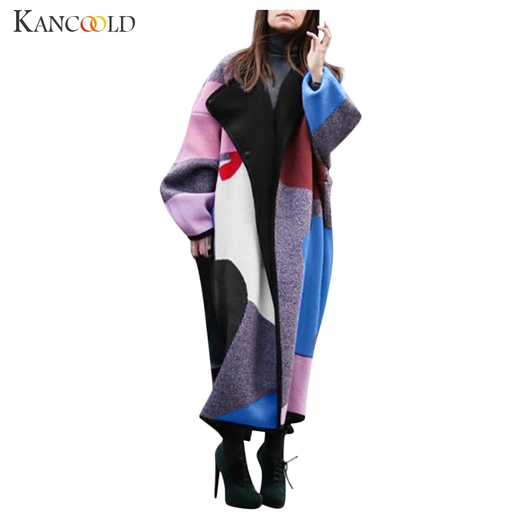 KANCOOLD, новинка, Осень-зима, длинный Тренч, куртка для женщин, повседневное клетчатое пальто, толстые теплые куртки с карманами, пальто и куртка, верхняя одежда