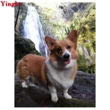 Сделай Сам, домашнее животное, фото, на заказ, алмазная вышивка, вышивка крестиком, вельш, корги, собака, полный сквароунд, дрель, 5d, алмазная вышивка, мозаичная картина