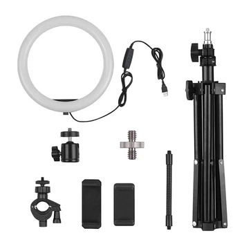 

10 Inch Desktop LED Video Ring Light Lamp 3 Modes USB Charge For YouTube Live Video Recording Network Broadcast Selfie Makeup