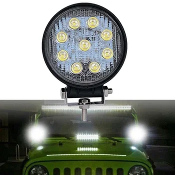 

27W Round 9 LED Work Light Bar Spotlight SUV Off-Road Driving Fog Lamp 12V 24V