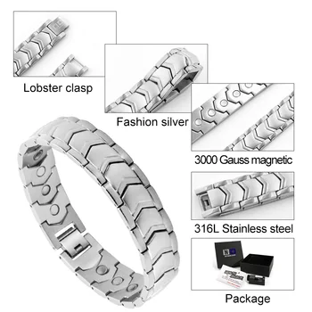 Healthy Magnetic Bracelet For Man 316L Stainless Steel Mens Link Bio Therapy Energy Jewelry And Relieve Arthritis Pain Gift 2