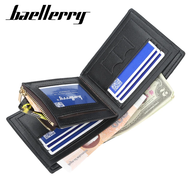 Модные мужские кошельки повседневный кожаный мужской кошелек классический винтажный кошелек для карт с карманом для монет маленький кошелек на молнии для мужчин