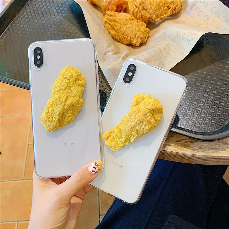 Transparent Soft TPU Phone Cases for iphone 11 pro Xr X 7 8 6 Plsu Xs Max Case with 3D stereoscopic broiler wing Drumstick case |