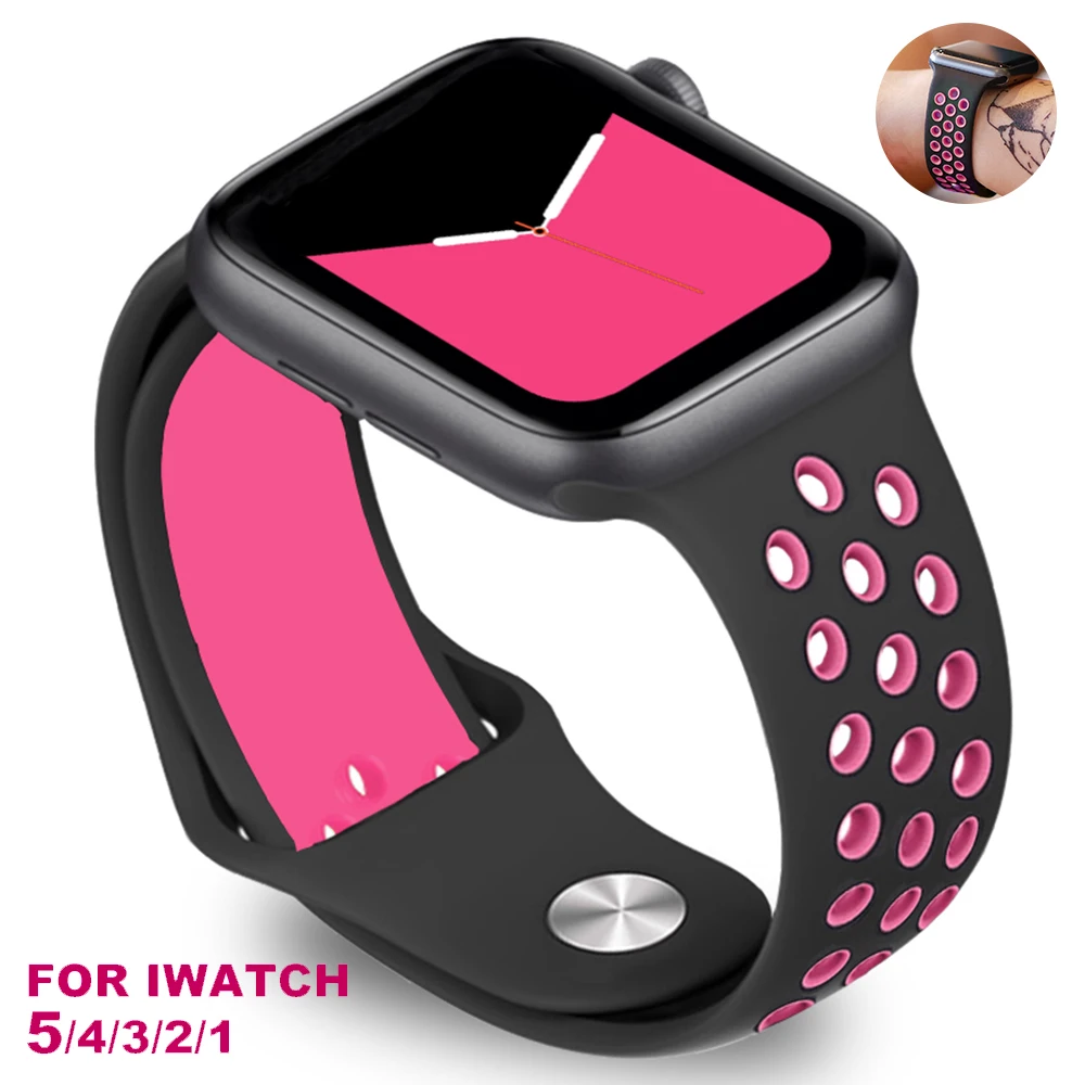 

band for Apple Watch 5 4 3 2 42mm 38mm 40mm 44mm link Bracelet Silicone strap for iwatch sports series accessories