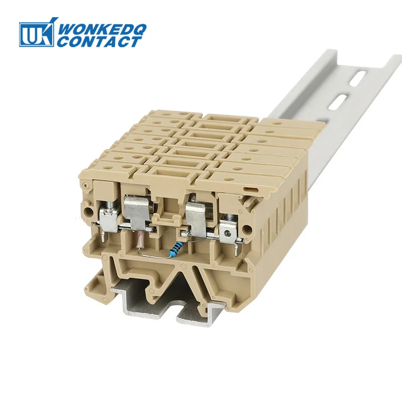 Din Rail Terminal Block 10Pcs ASK1EN 24V/220V LED Light 5*20mm 0.5-10A Fuse Holder Din Rail Terminal Block 4mm&sup2; Screw Connector SAK ASK1LDEN ASK 1EN