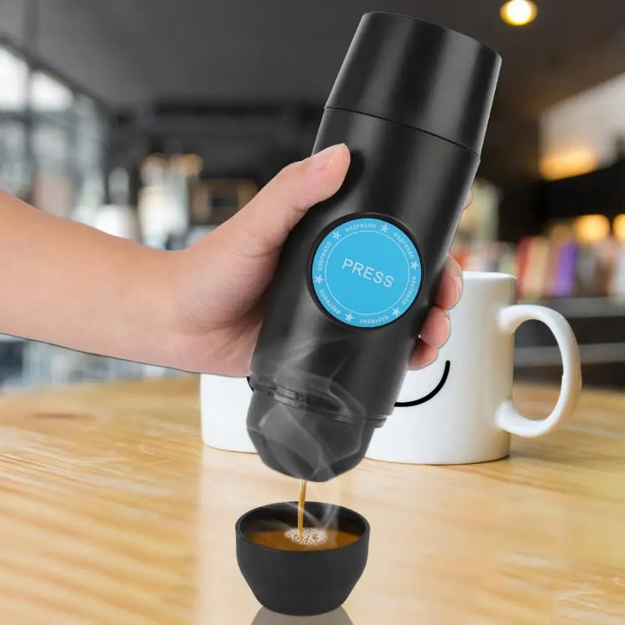 

Mini Capsule Coffee Maker Stainless Steel Handheld Moka Espresso Coffee Machine for Home Office Car Travel USB Chargable